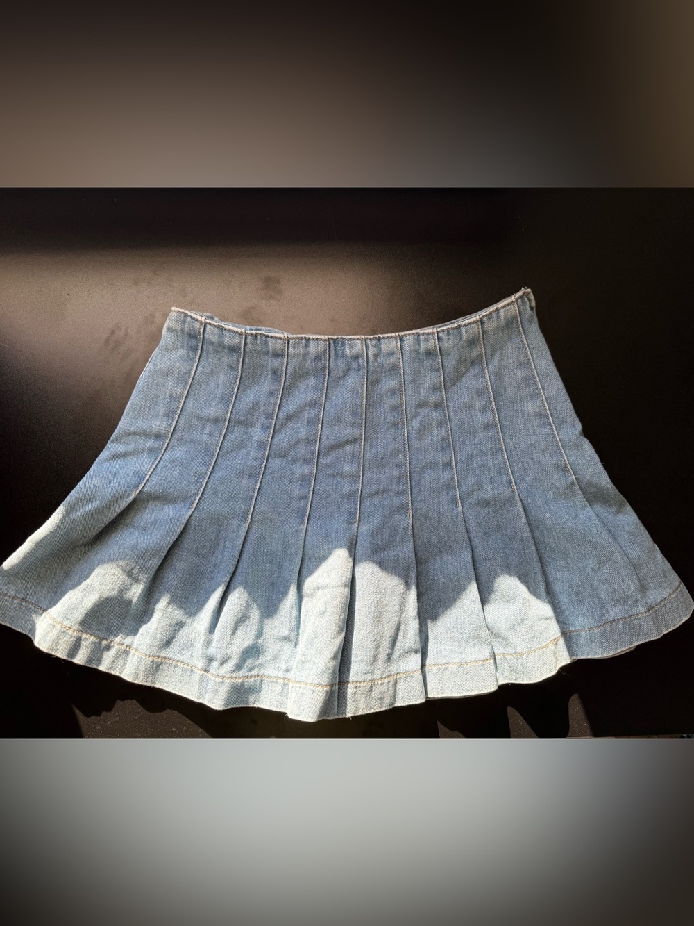 Sincerely Jules Light Blue Pleated Denim Mini Skirt